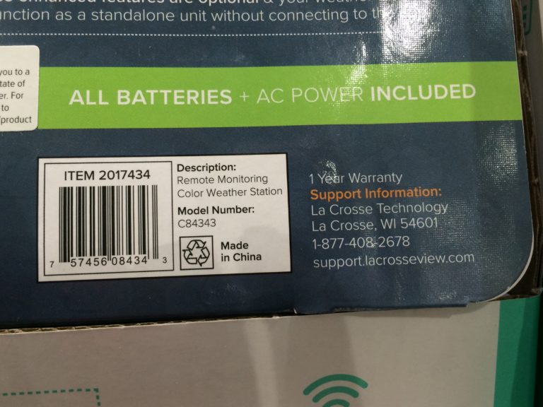 Costco2017434LACrosseWeatherStationwithRemoteSensorbar