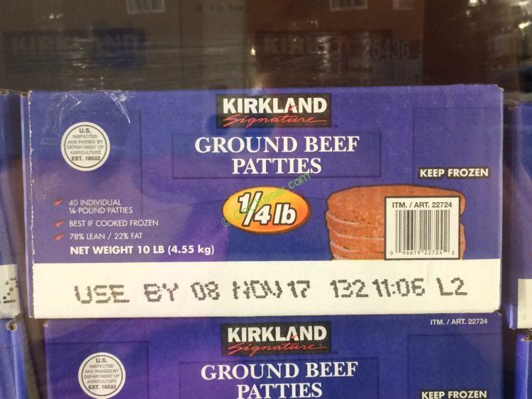 Kirkland Signature Ground Beef Patties 10 Pound Box