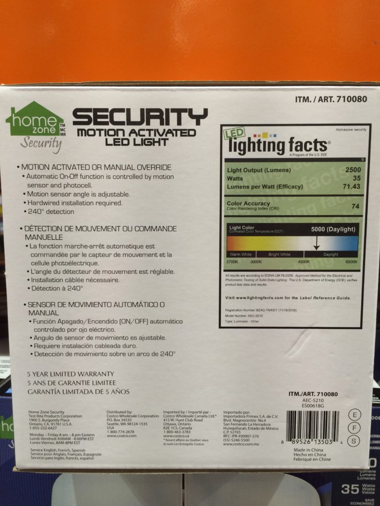Costco710080HomeZoneLEDMotionSensorSecurityLightinf3 CostcoChaser