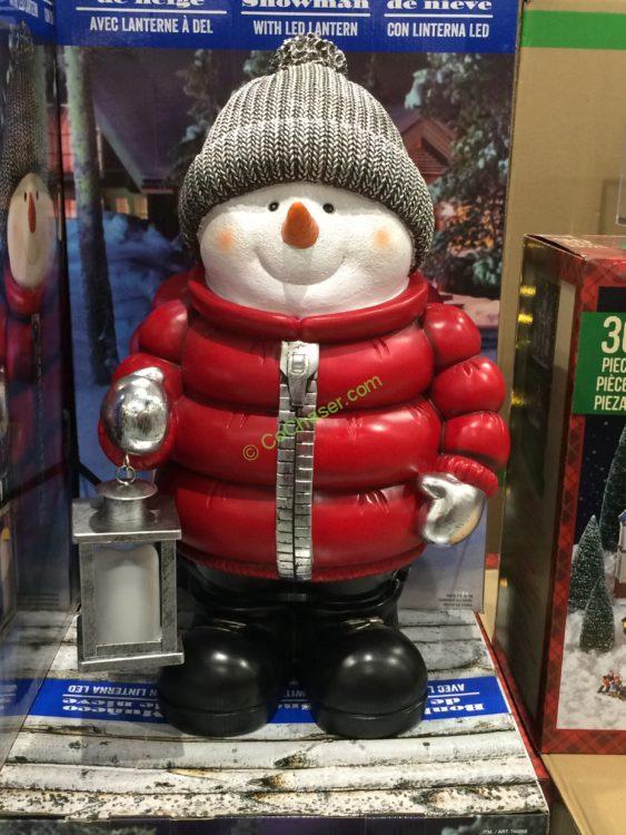 Standing Snowman with LED Lantern