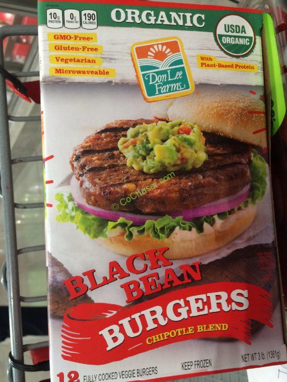 DON LEE Farms Organic Black Bean Burgers 3 Pound Box