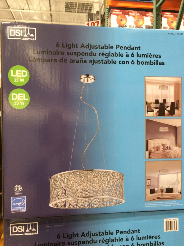 Costco1182638DSI6LightLEDPendantAdjustablebox CostcoChaser