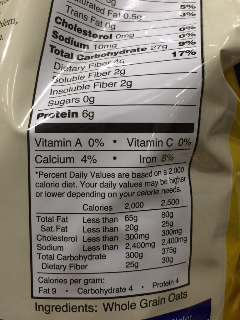 Costco150452CoachsOatsWholeGrainOatmealchart1 CostcoChaser
