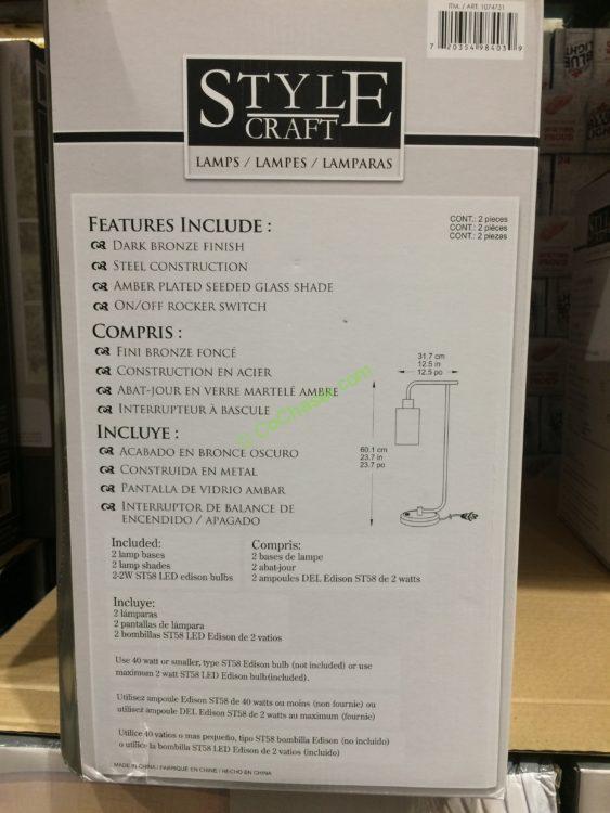 Costco1074731StylecraftCollection2PKTableLampsback CostcoChaser