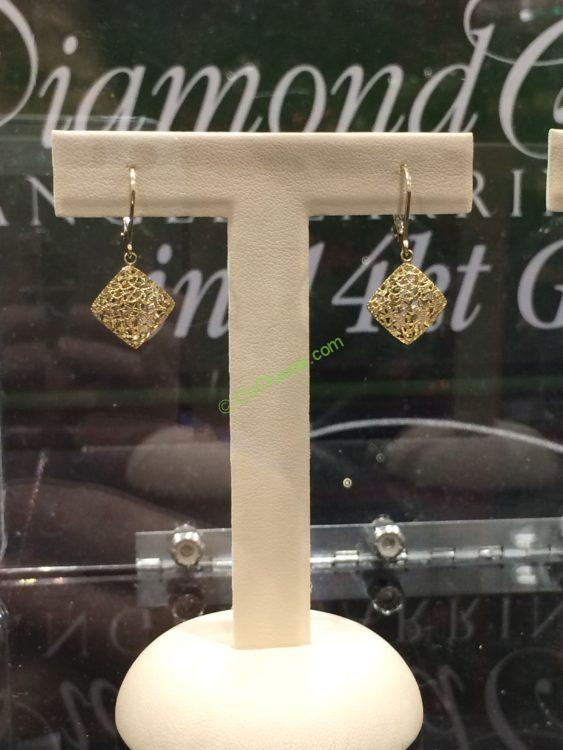 14kt Yellow Gold Diamond Cut Dangle Earrings