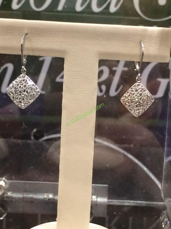 14kt White Gold Diamond Cut Dangle Earrings