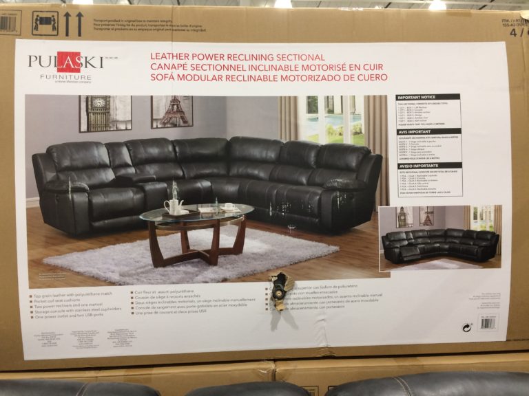 Costco1049291PulaskiFurnitureLeatherPowerRecliningSectionalbox