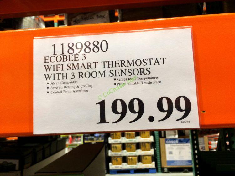 Costco1189880Ecobee3WifFiSmartThermostatwith3RoomSensorstag