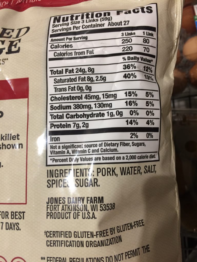 Costco1052377JonesDairyFarmPorkSausageLinkschart CostcoChaser