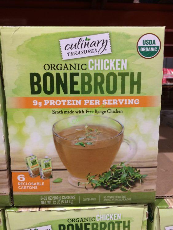 Culinary Treasures Organic Chicken Bone Broth 6/32 Ounce Containers