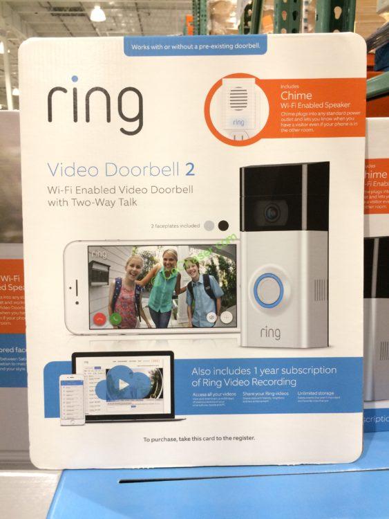 Ring Video Doorbell 2 with Chime & 1 Year Cloud Video Serve CostcoChaser