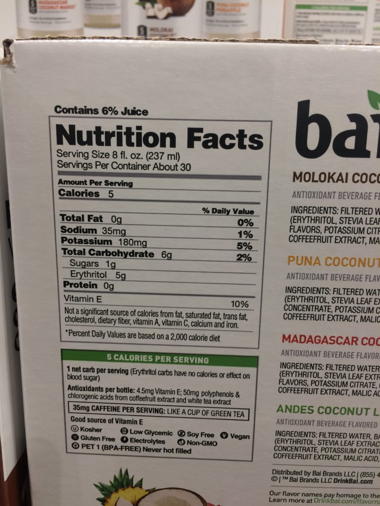 Costco1052848BAI VarietyPackAntioxidantCocofusionchart CostcoChaser