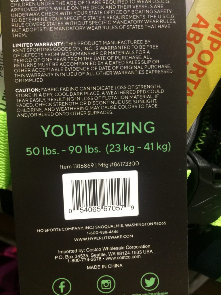 Costco1186869HyperliteYouthLifeVest bar CostcoChaser