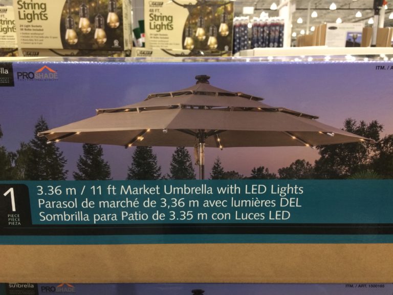 Costco1500165ProShade11′LEDSolar AluminumMarketUmbrellaspec1