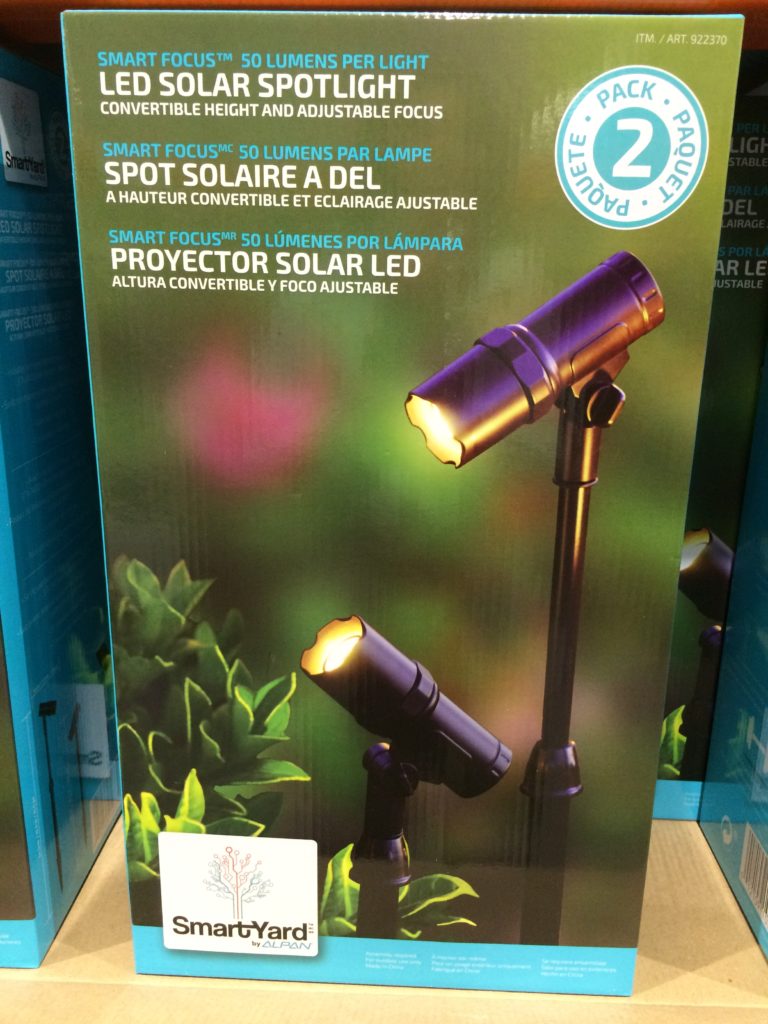 Costco922370SmartyardSolarSpotLight2PKbox CostcoChaser