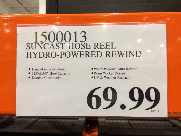 Suncast Hose Reel HydroPowered Rewind, 125Foot CostcoChaser
