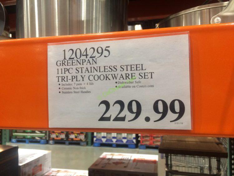 Costco1204295Greenpan11PCStainlessSteelTriPLYCookwareSettag