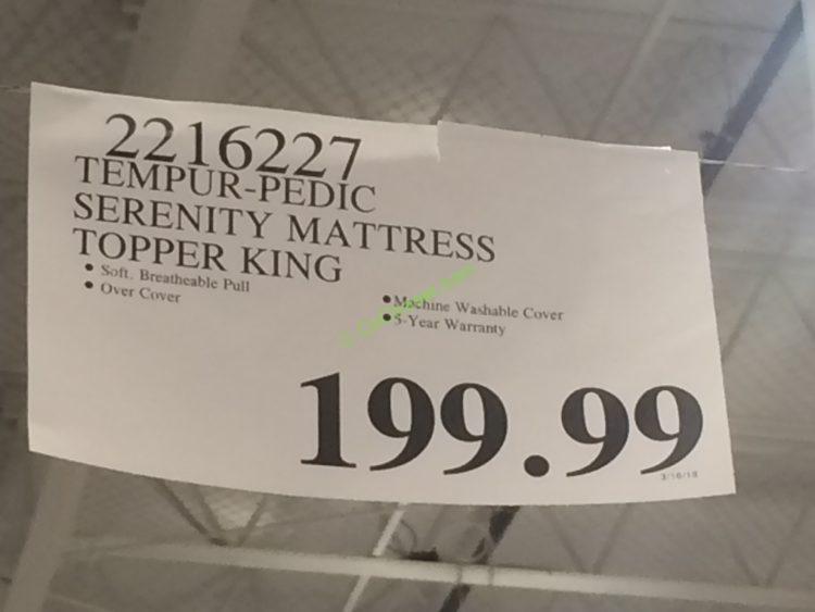 Serenity by TempurPedic Mattress Topper, Queen or King CostcoChaser