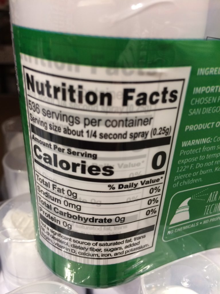 Costco1155852ChosenFoodsAvocadoOilSpraychart CostcoChaser