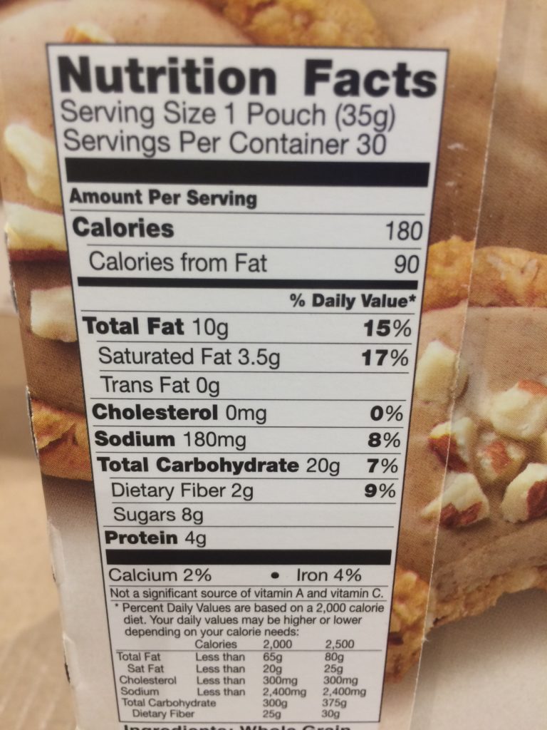 Costco1210344NatureValleyAlmondButterGranolaCupschart