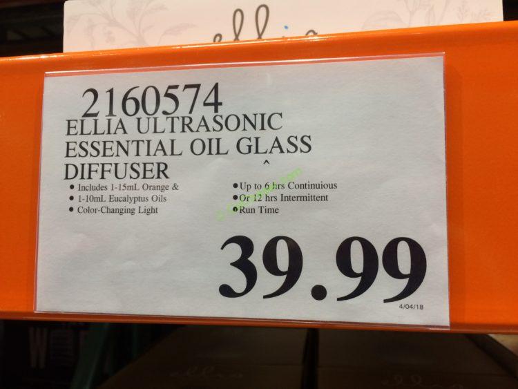 Costco2160574HomedicsElliaUltrasonicEssentialOilGlassDiffuser
