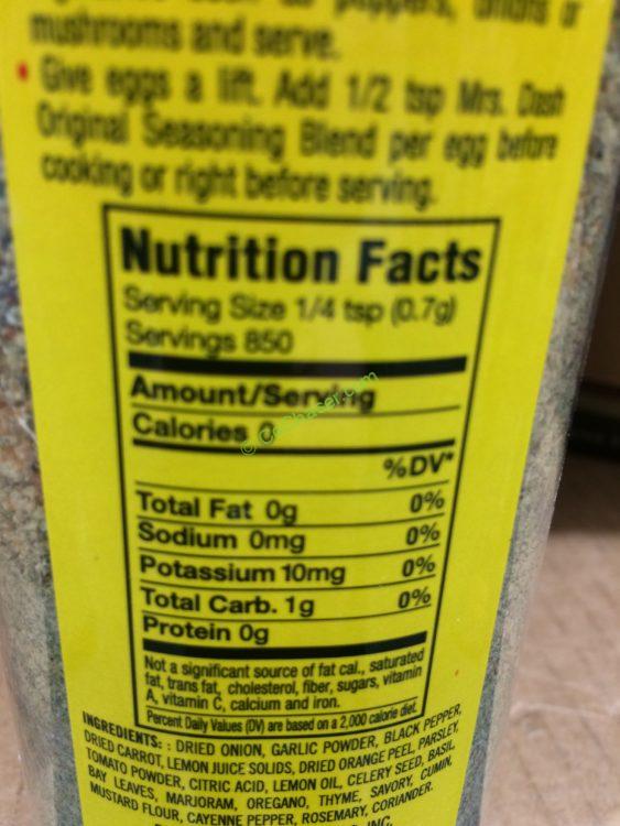 Costco661231MrsDashSaltfreeSeasoningchart CostcoChaser