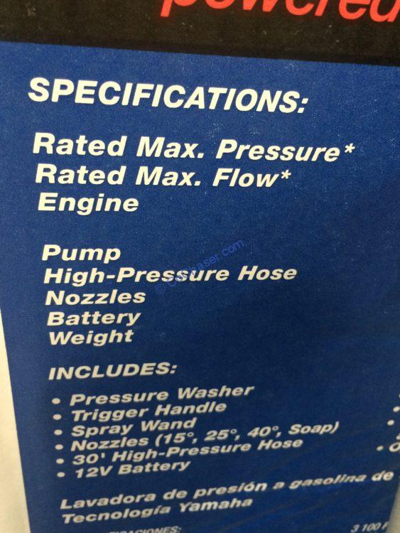 Costco1217816YamahaPoweredElectricStart3100PSIGasPressure