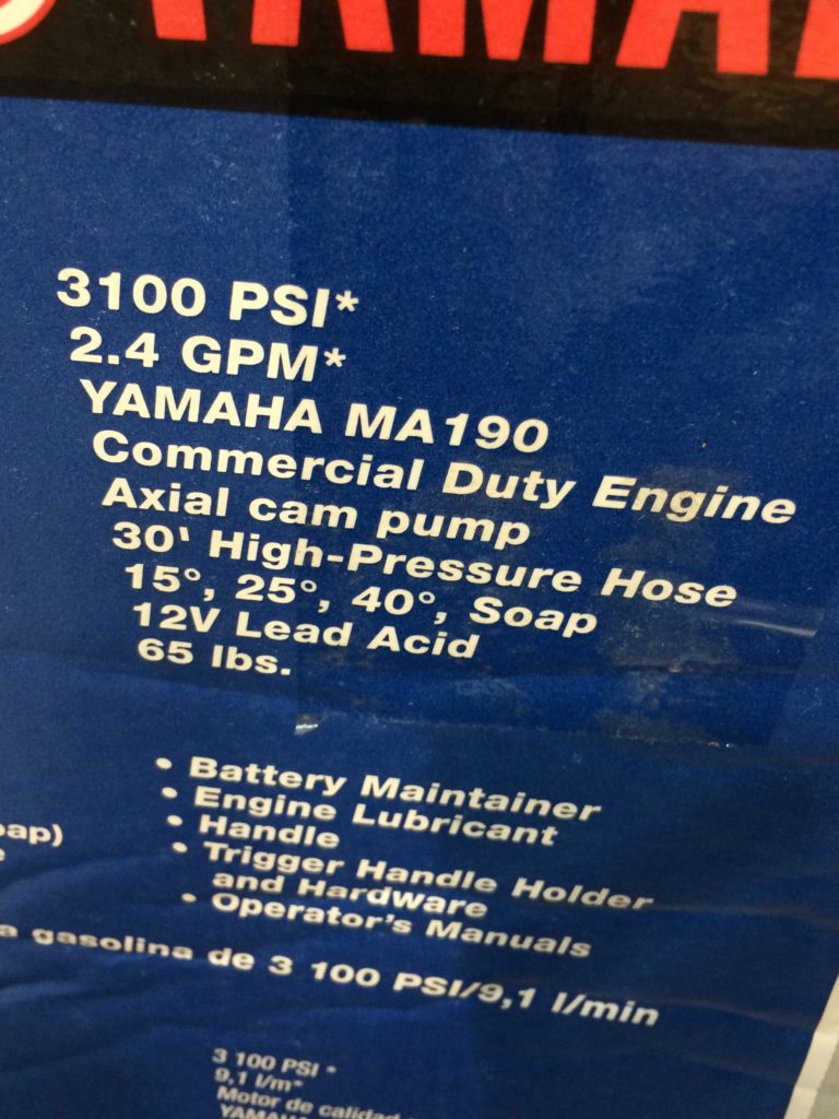 Costco1217816YamahaPoweredElectricStart3100PSIGasPressure