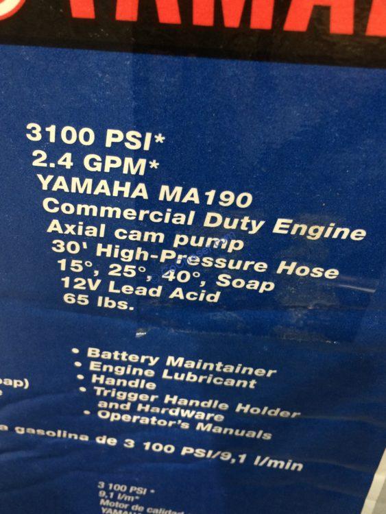 Costco1217816YamahaPoweredElectricStart3100PSIGasPressure
