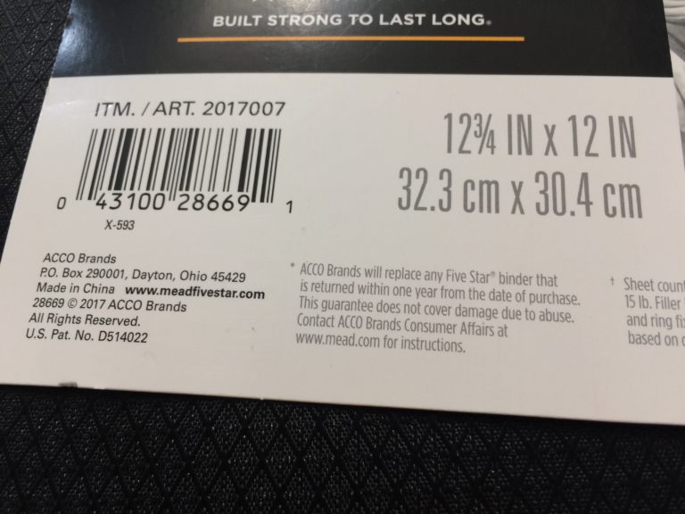 Costco2017007FiveStar2ZipperBinderbar CostcoChaser