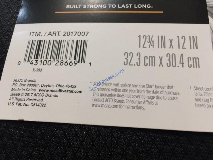 Costco2017007FiveStar2ZipperBinderbar CostcoChaser