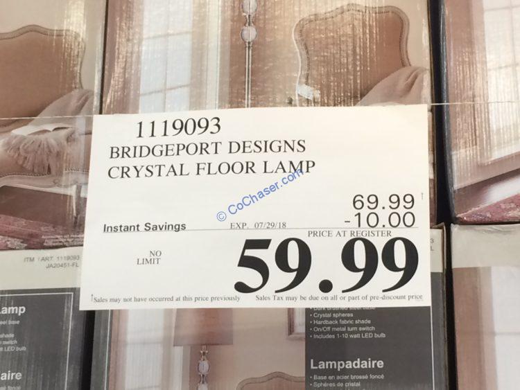 Costco 1119093 Bridgeport Designs, Bridgeport Designs Crystal Floor Lamp Costco