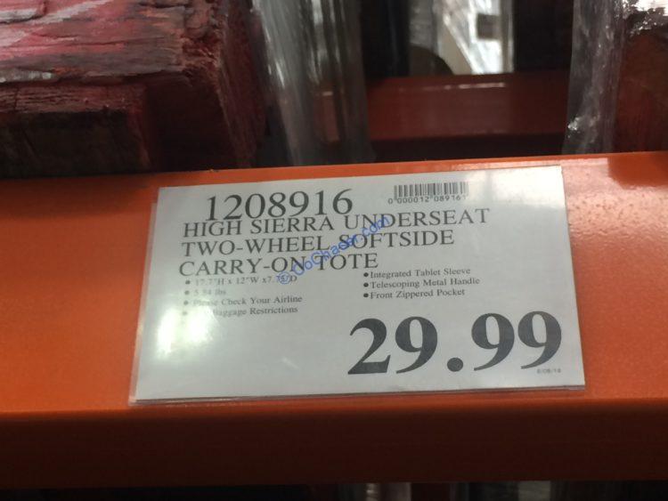 Costco1208916HighSierraUnderseatTwowheelsoft SideCarryOnTote