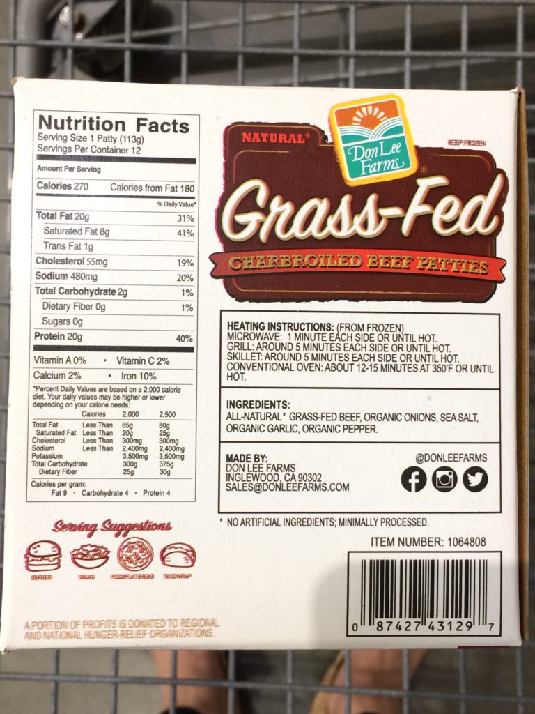 Costco1064808DonLEEFarmsGrassFedBeefPattiesback CostcoChaser