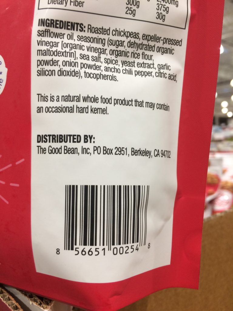 Costco1209019TheGoodBeanSweetChiliChickpeasbar CostcoChaser