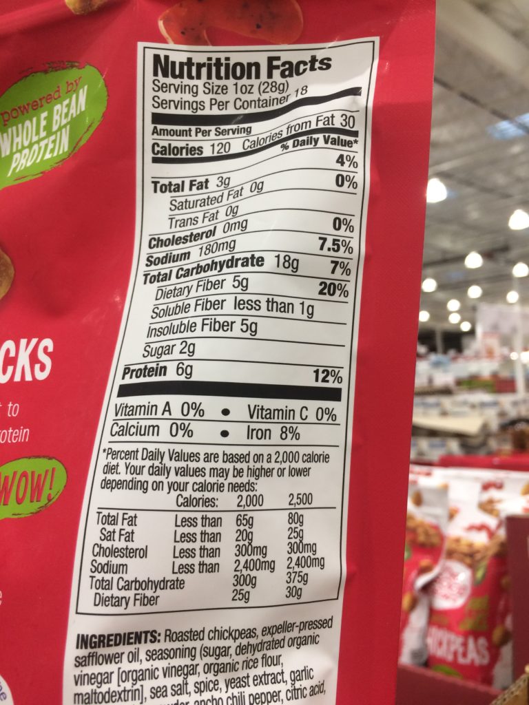 Costco1209019TheGoodBeanSweetChiliChickpeaschart CostcoChaser
