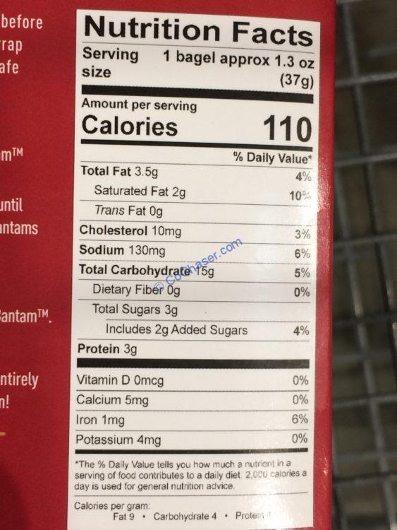 Costco1267460BantamBagels Cinnamon SugarBagelschart CostcoChaser