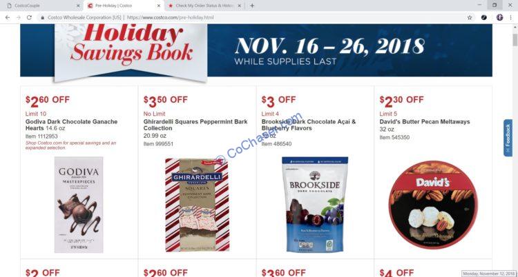 Costco Pre Holiday Savings: November 16 – 26, 2018