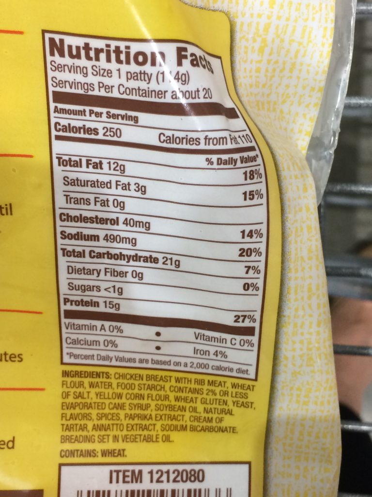 Foster 1212080Farms NAE Chicken Pattieschart CostcoChaser