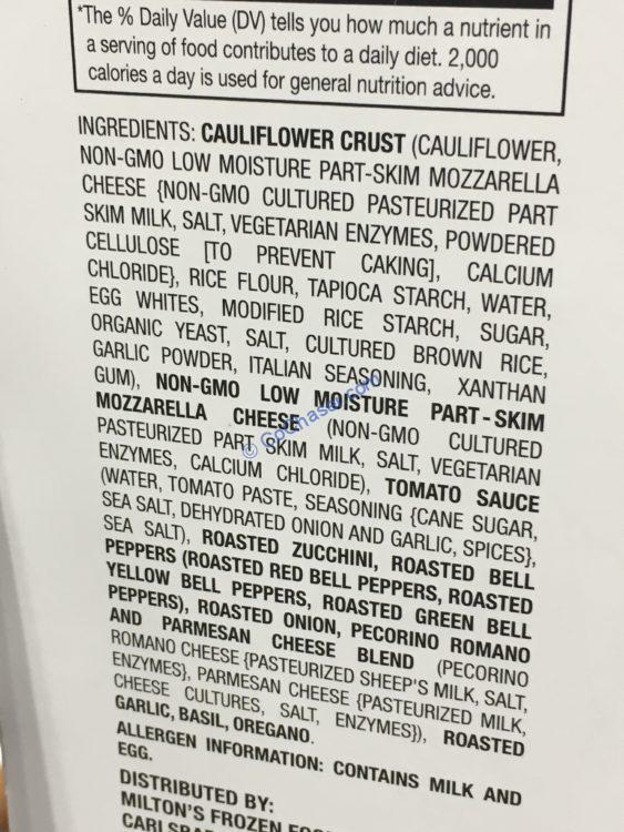 Milton’s Veggie Pizza Cauliflower Crust 2 Pack Box CostcoChaser