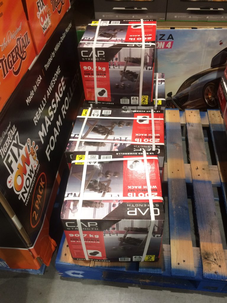 Costco1231412CAPBarbell200LBDumbbellSetHorizontalRackall1