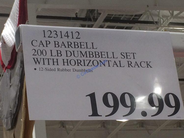 Costco1231412CAPBarbell200LBDumbbellSetHorizontalRacktag CostcoChaser