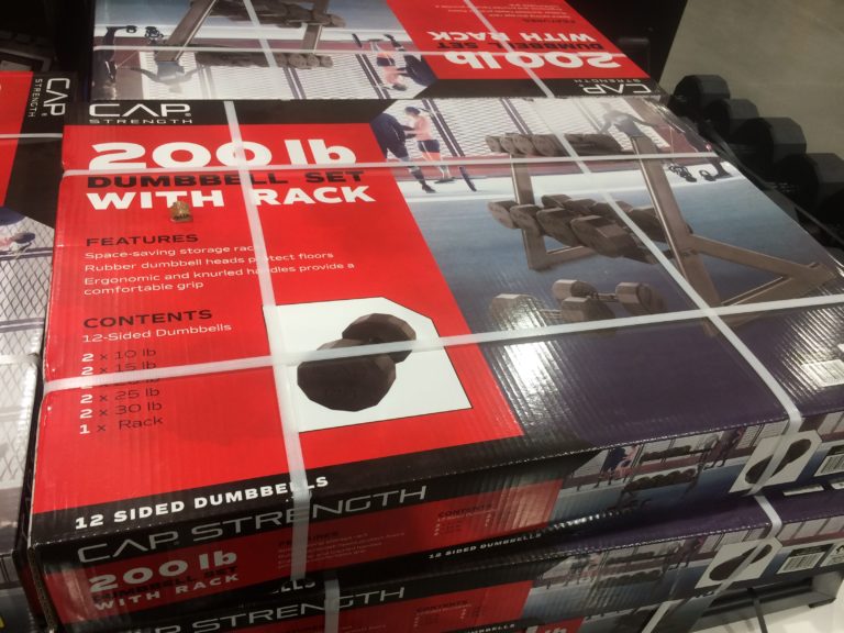 Costco1231412CAPBarbell200LBDumbbellSetHorizontalRack1