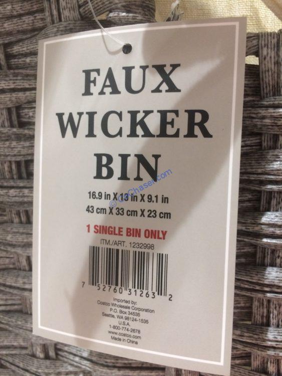 Single Bin BAUM Faux Wicker Bin with Liner 