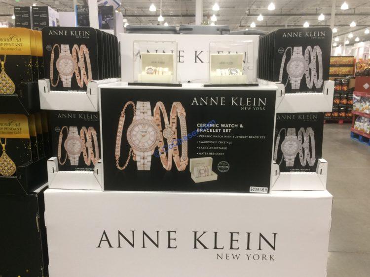 Anne Klein New York Pink Ceramic Watch and Bracelet Set