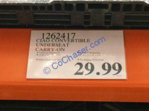 Costco-1262417-CIAO-Convertible-UnderSeat-Carry-On-tag