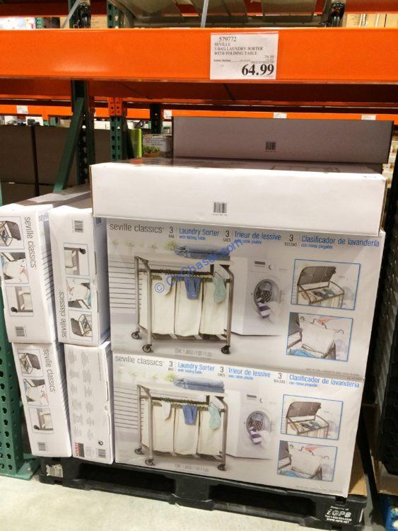 Costco579772Seville3BaglaundrySorterwithFoldingTableall