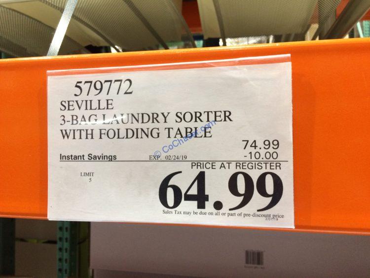 Costco579772Seville3BaglaundrySorterwithFoldingTabletag
