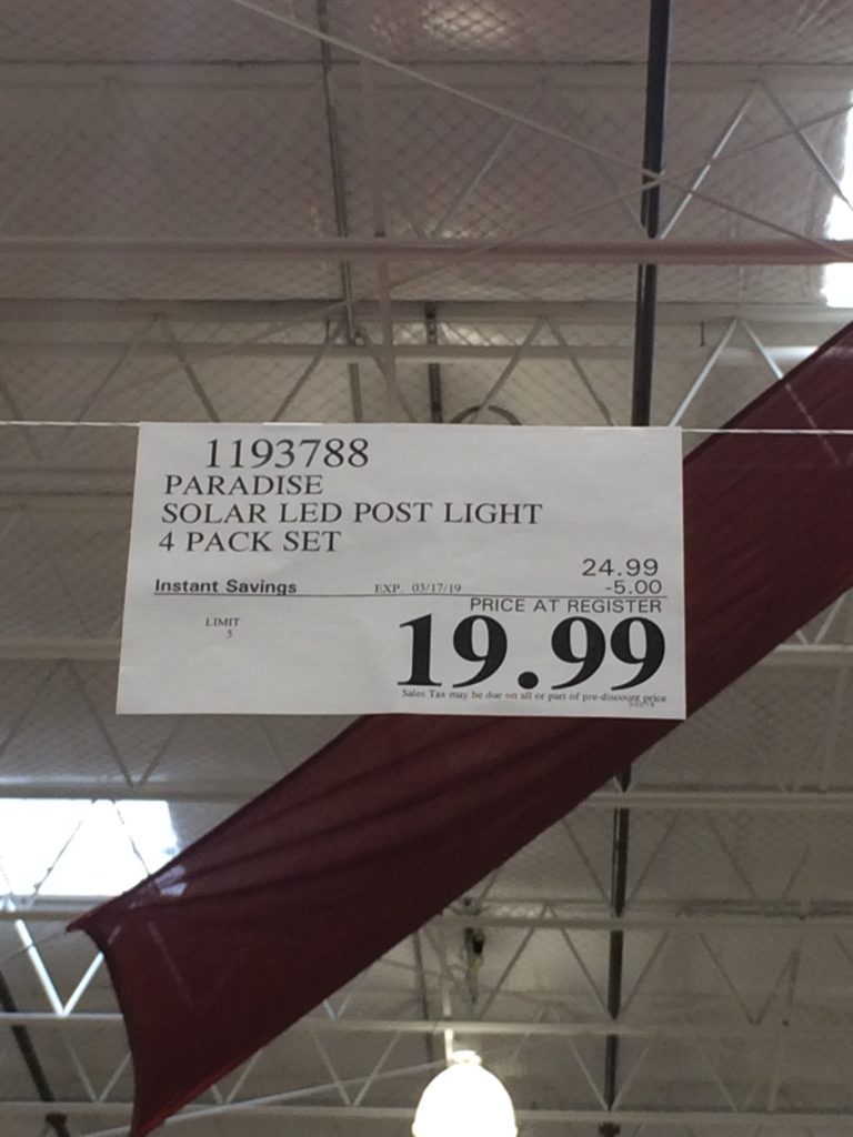 Costco1193788ParadiseSolarLED PostLights4PackSettag CostcoChaser