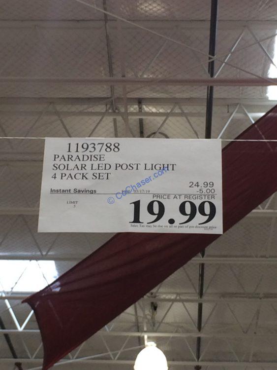 Costco1193788ParadiseSolarLED PostLights4PackSettag CostcoChaser